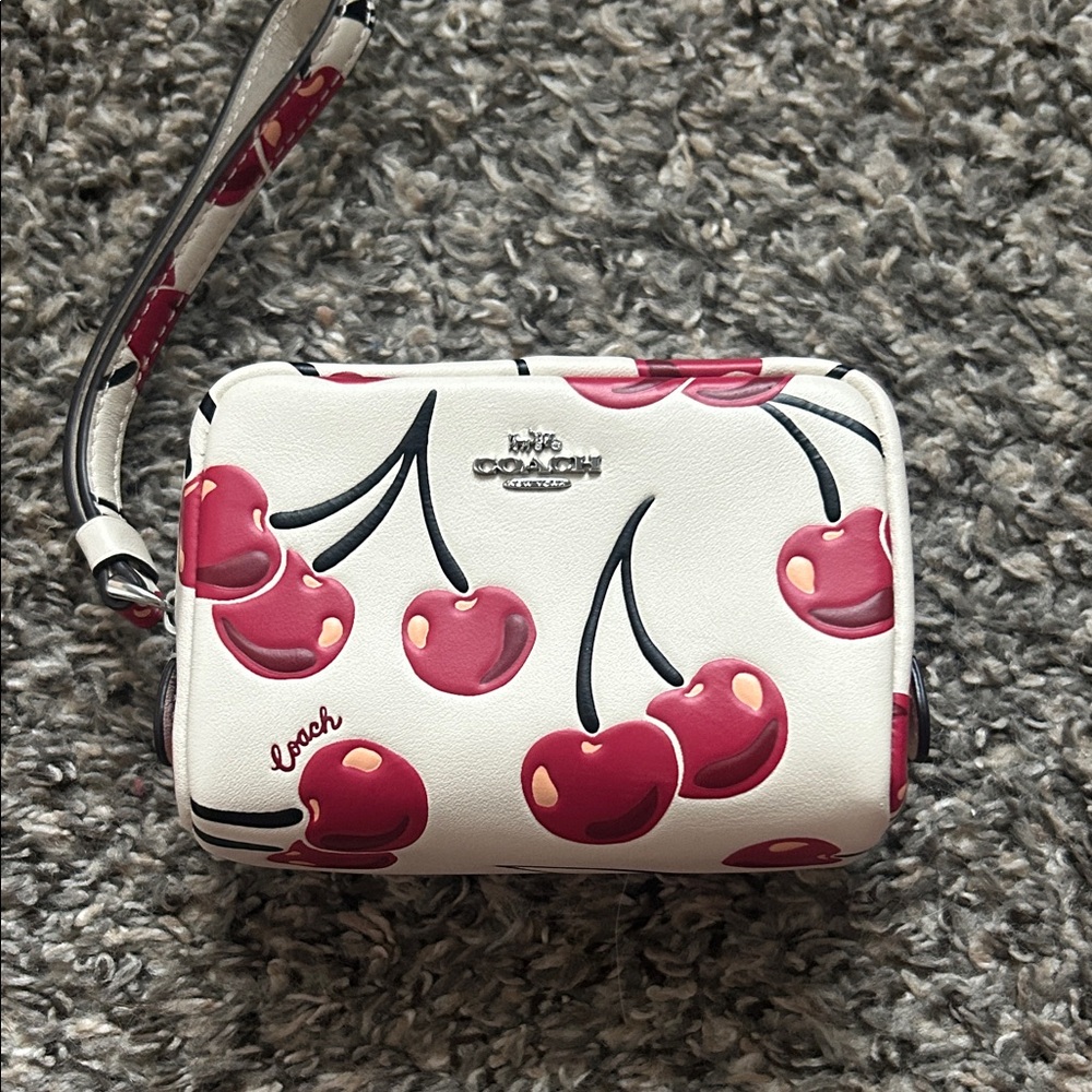 Coach Cherry Print Pouch Wristlet